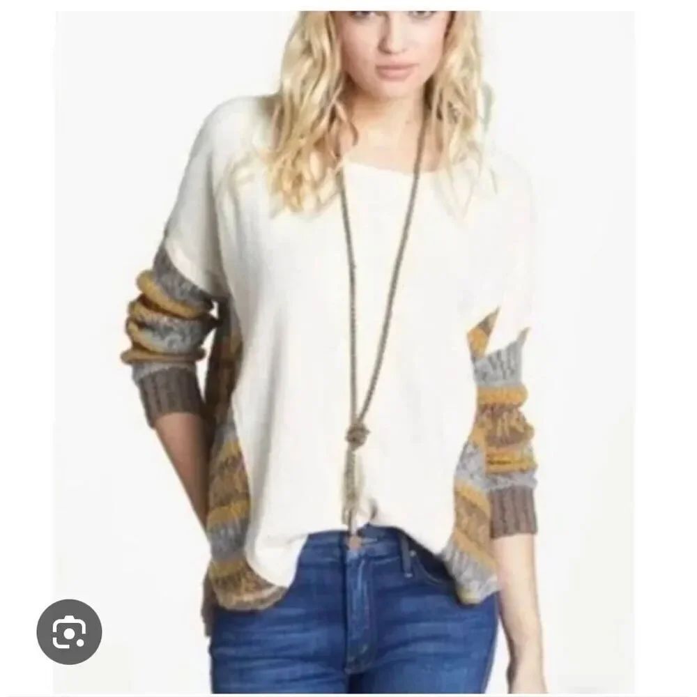 Free People Beautiful Sinner Pullover Sweatshirt sz XS EUC Oversized